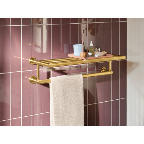 Moen Greenfield Wall Mounted Towel Bar with Storage Shelf Wayfair